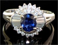 Platinum 1.58 ct Natural Sapphire & Diamond Ring