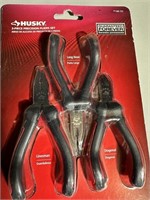 HUSKY THREE PC PRECISION PLIERS, NEW IN PACKAGE