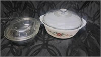 Vintage Glassbake covered dish and oval Pyrex
