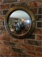 Round Brass Framed Mirror  15" diameter