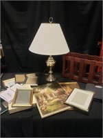 BRASS LAMP & PICTURE FRAME ASSORTMENT