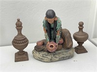 Cast Ceramic Decor: Indian Woman, Statuettes