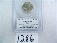 2002-D Ohio Quarter PCGS Graded MS66