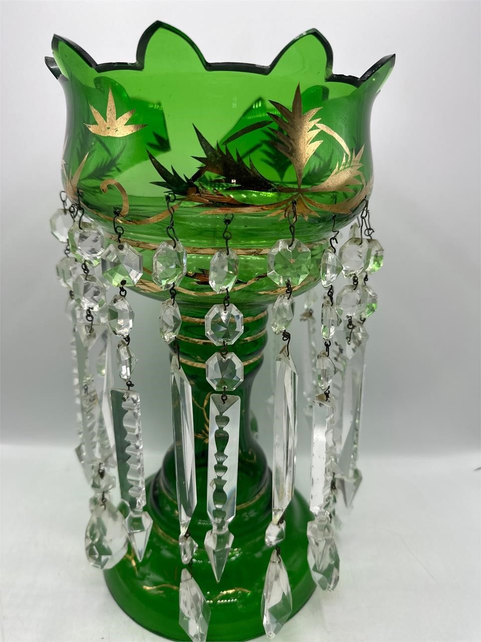 Vintage green glass luster