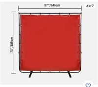 Red Vinyl Welding Curtain w/ Frame 8' X 6'