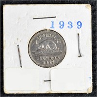 1939 CANADA 5c CENTS NICKEL COIN