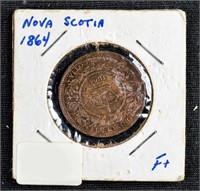 1864 NOVA SCOTIA  ONE CENT PENNY COIN Canada