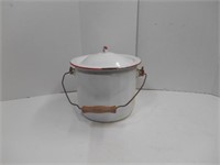 Red and White Chamber Pot, Enamelware