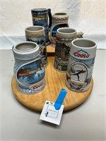 Colorful Ceramic Coors Steins - 6 Total