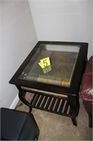 2 glass top end tables