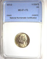 1973-D Nickel MS67+ FS LISTS $2750 IN 67FS