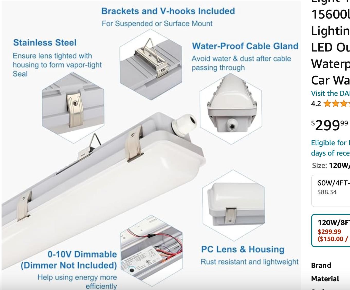 DAKASON 8FT LED Vapor Tight Light 120