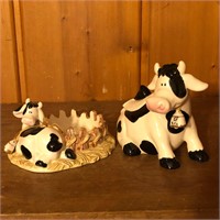 Ceramic Cow Decorative Lidded Jar & Dish