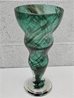 VTG 13" Sasaki Crystal Hand Blown Art Glass Vase