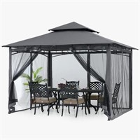 10 Ft. X 12 Ft. Gray Steel Outdoor Patio Gazebo