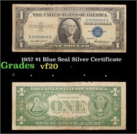 1957 $1 Blue Seal Silver Certificate Grades vf, ve