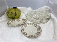 Vaseline Glass Bowl Serving Tray China