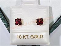 10Kt. Gold Earrings With Genuine Garnet