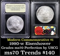 1990-w Eisenhower Modern Commem Dollar $1 Graded m