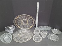 10 Pieces Misc. Clear Glassware Serving Dishes