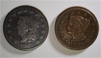 1817 VG & 1851 VF LARGE CENTS