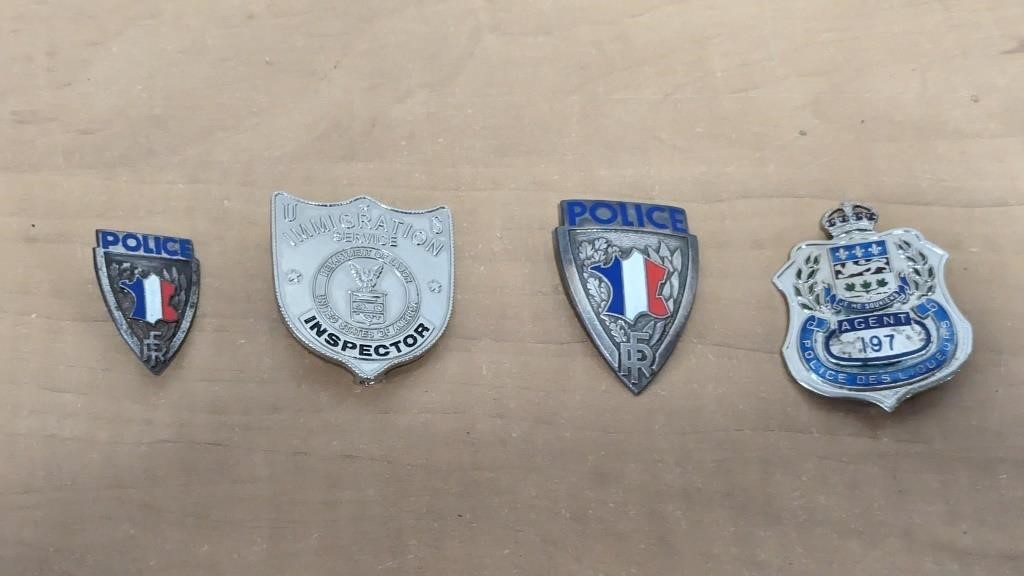 Lot of 4 Vintage Police & Security Badges