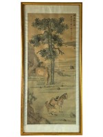 Large Framed Antique Original Asian Painting
