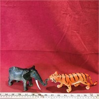Elephant & Tiger Plastic Toys (Vintage)