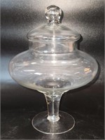 Clear Glass Pedestal Jar w/Lid 8"L x 11"H