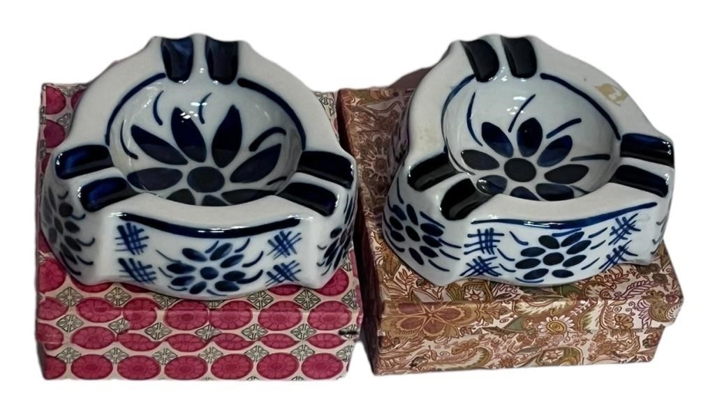 Porcelana Brasil Blue & White Ashtrays