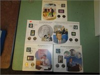 5 JFK COMMEMORATIVE STAMP AND COIN SETS