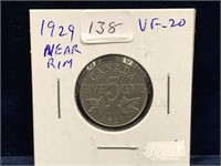 1929  Canadian Nickel  VF20