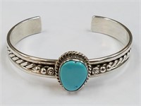 LG STERLING SILVER TURQUOISE CUFF BRACELET