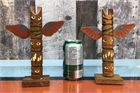 Wooden totem poles