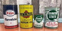 Vtg. motor oil tins (empty)
