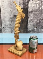 Carved wood burl seahorse