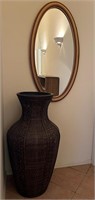 Large Wicker Style Vase & Mirror