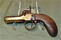 Early brass Derringer, 2" barrel, Belgium proof ma