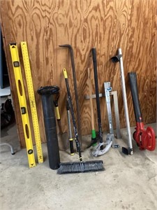 Assorted construction and yard tools
