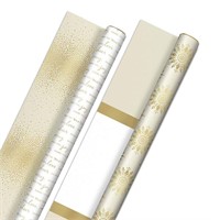 HALLMARK REVERSIBLE WHITE AND GOLD WRAPPING PAPER