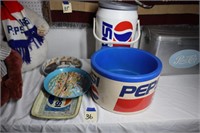 2 Plastic Pepsi Coolers and 3 Trays