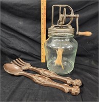 Dazey Butterchurn, Vintage Large Fork & Spoon