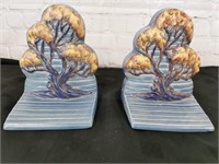 1930s Carlton Ware Night and Day Bookends