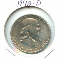 1948-D Franklin Silver Half Dollar