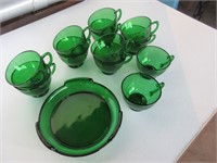 13 Piece - Green Dish with 12 Cups