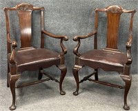 x2 Antique Shell Carved Arm Chair