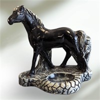 Vintage Chalk ware Horse Black Silhouette Statue