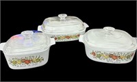 (3) Corning Ware Spice of Life Vintage Bowls w’