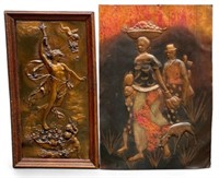 2 Antique or Vintage Copper Plaques with Figures.