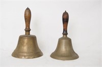 2 Heavy Brass antique school bells